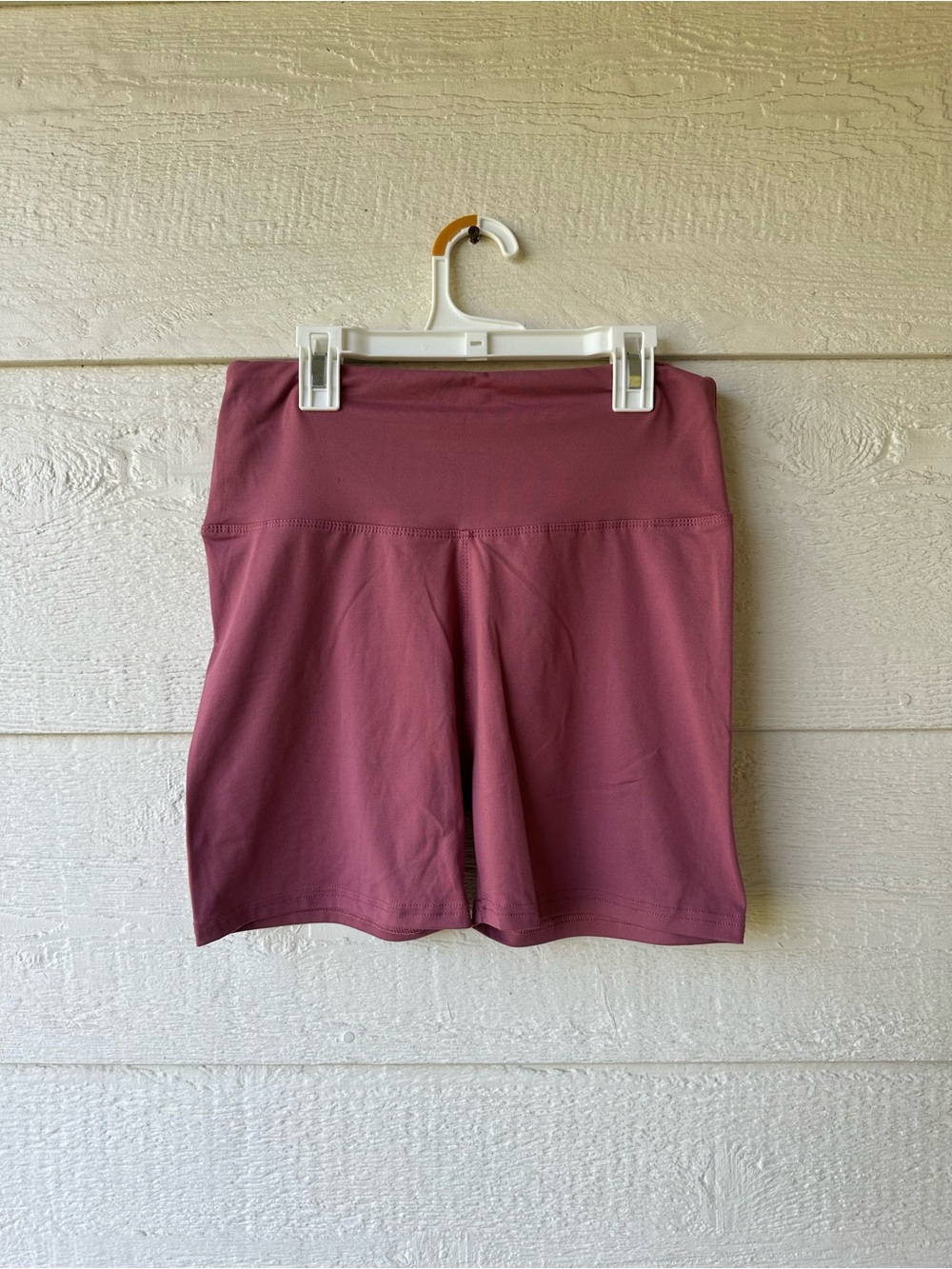 Burgundy biker shorts